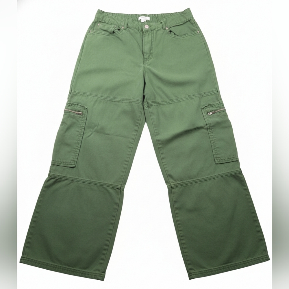 Forever 21 Premium Olive Green‎ Elastic Waist Utility Pants Size Large
